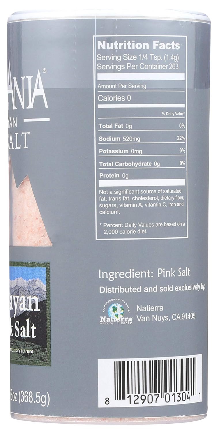 NATIERRA Himalania Himalayan Fine Pink Salt Shaker | Unrefined & Non-GMO | 13 Ounce : Rock Salt : Grocery & Gourmet Food