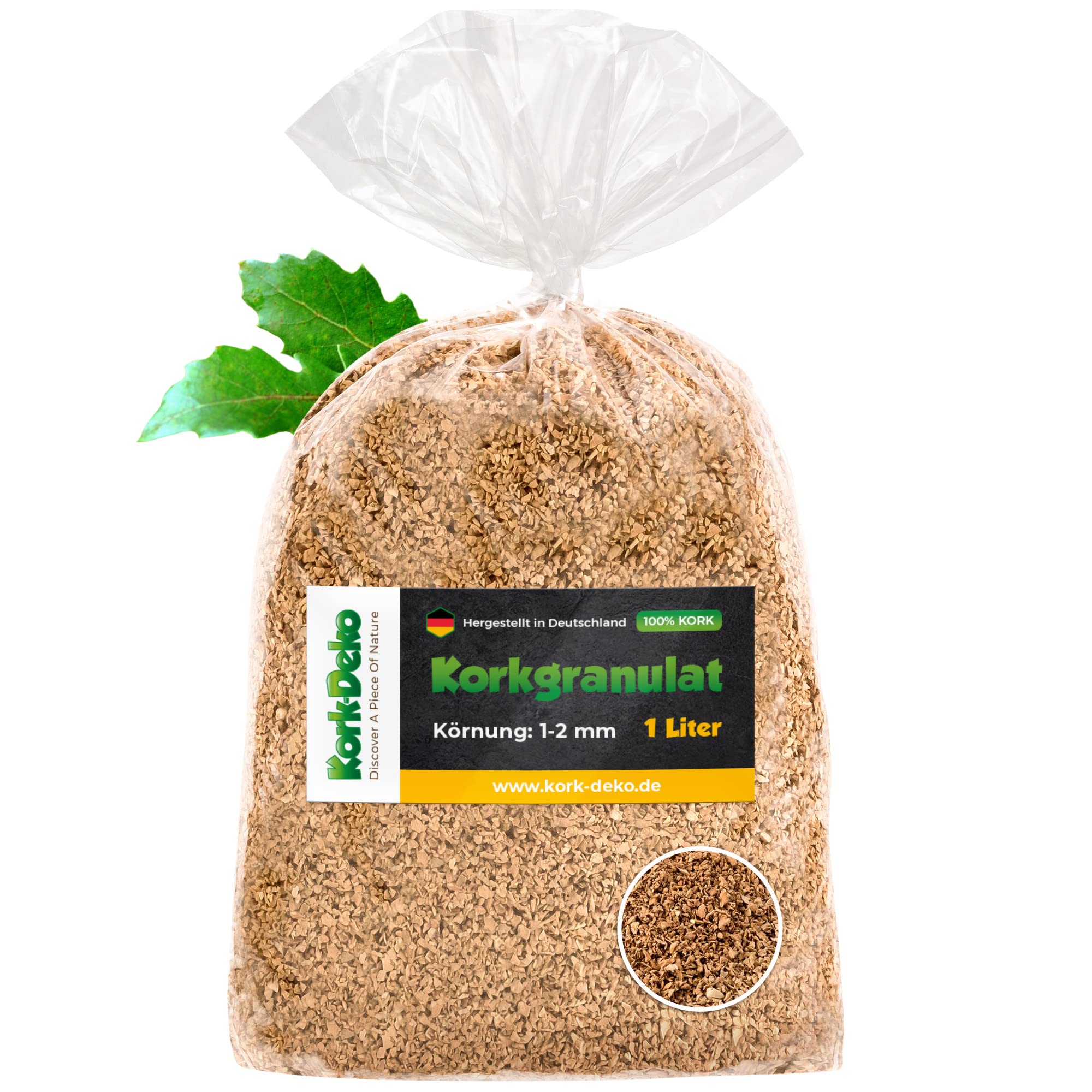 1 Litre Cork Grain Granulate Cork Granulated Powder Granules Powder scatter flock (1-2 mm fine grained)