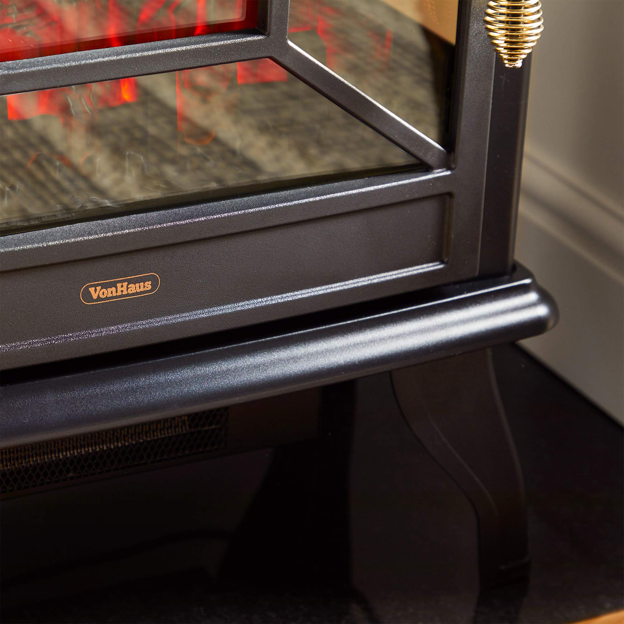 VonHaus Panoramic Electric Stove Heater 1800W Fireplace with LED Log