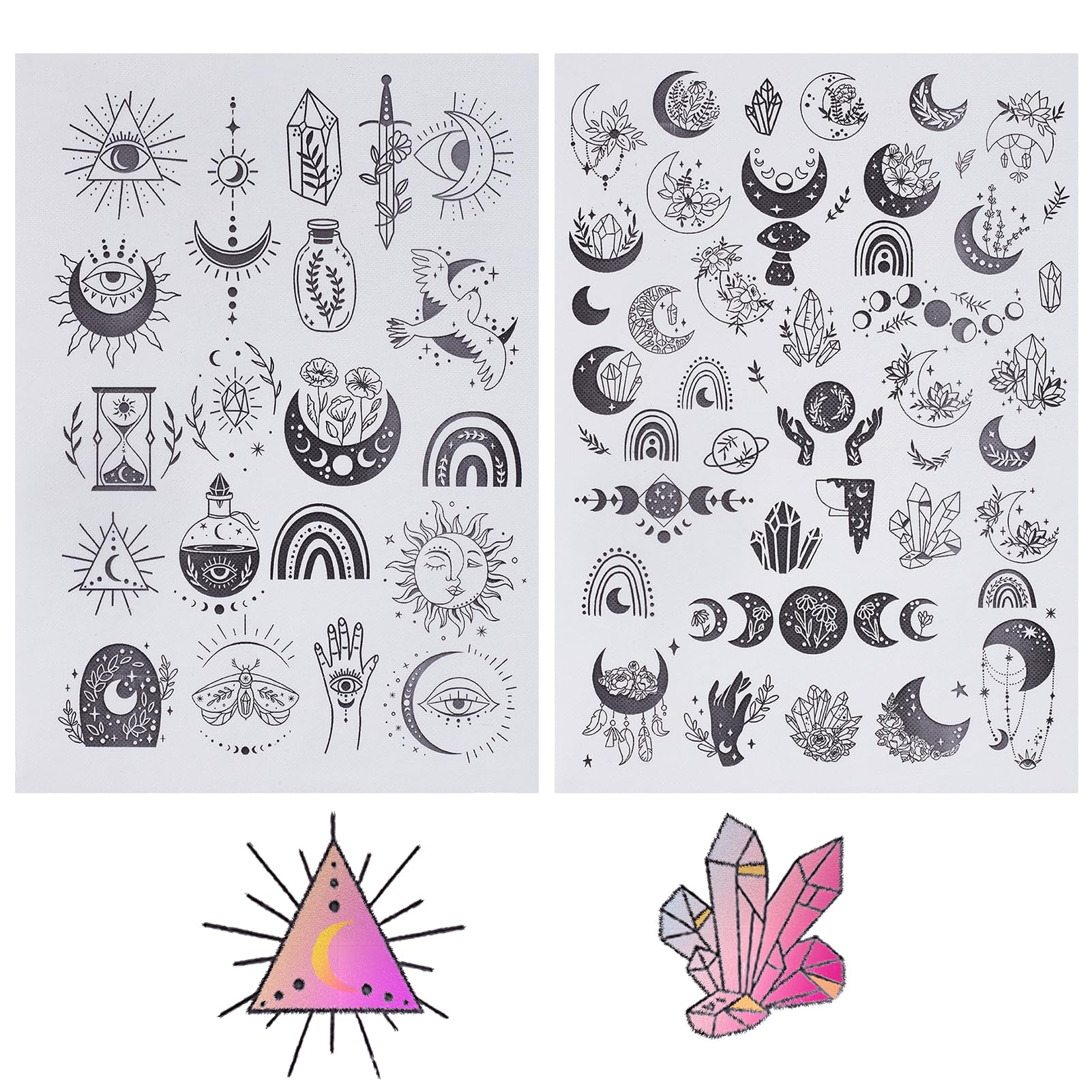 NICENEEDED Hand Sewing Stabilizers, Astrology Tarot Water Soluble Embroidery Stabilizer, Wash Away Embroidery Transfer Paper Stick and Stitch Embroidery Designs Stickers for Hand Sewing Lovers