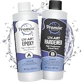 Promise Epoxy UV-Art Epoxy Resin 16 Oz Kit with Superior UV Resistance | UV Water, Blush &amp; Impact Resistant Epoxy Resin, High Gloss Finish for Tables, Bar Tops, Use with Mica Powder, &amp; Alcohol Ink