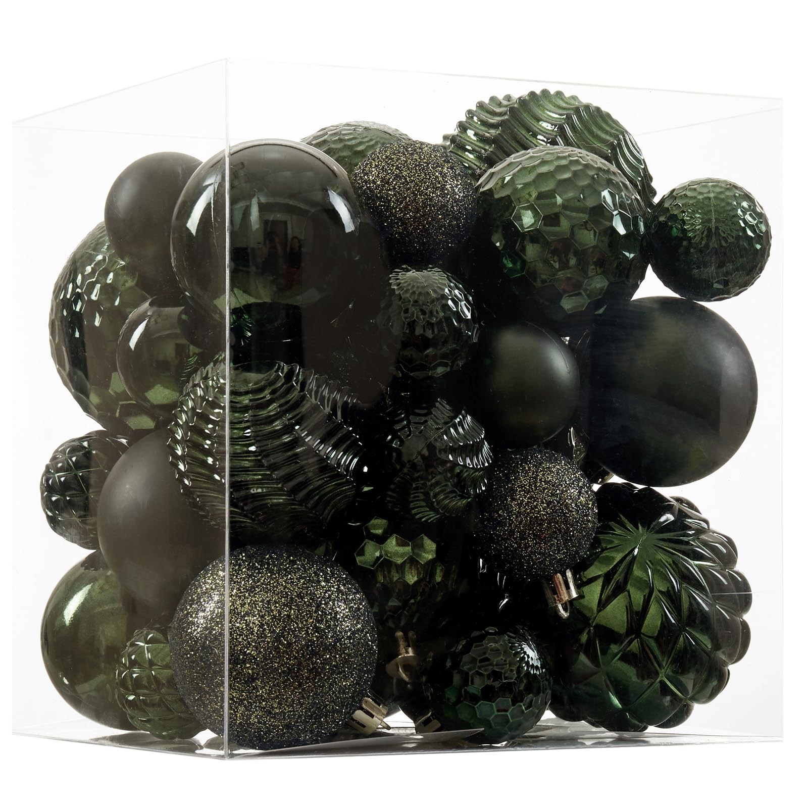 Photo 1 of Christmas Balls Ornaments -36pcs Shatterproof Christmas Tree Decorations with Hanging Loop for Xmas Tree Wedding Holiday Party Home Decor,6 Styles in 3 Sizes(Dark Green)