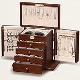 Artisticbox wooden Jewelry Box and Organizer - 8-Layer Lockable Wooden Jewelry Boxes for Women - Large Jewelry Boxes and Organizer with Key,Gift for Wife,dresser top jewelry box with lock