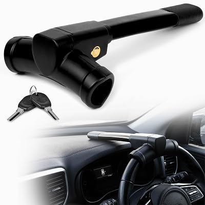 GADLANE Black T-Bar Steering Wheel Lock Car Security with 2 Keys