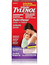 Infants' Tylenol Oral Suspension, Fever Reducer and Pain Reliever, Grape, 2 fl oz (Pack May Vary)