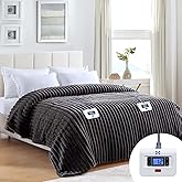 Sealy Electric Blanket Queen 84"*90",Super Cozy Faux Fur to Sherpa Reversible Heated Blanket Queen Size with 10 Heating Levels & 1-12 Hours Auto Off Overheating Protection Machine Washable,Charcoal