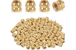 PRASACCO 100 Pcs M5 Threaded Insert M5 Heat Set Inserts 3D Printing Brass Nuts Knurled Twill Thread Nut Inserts for Loptop Automotive Plastic Shells