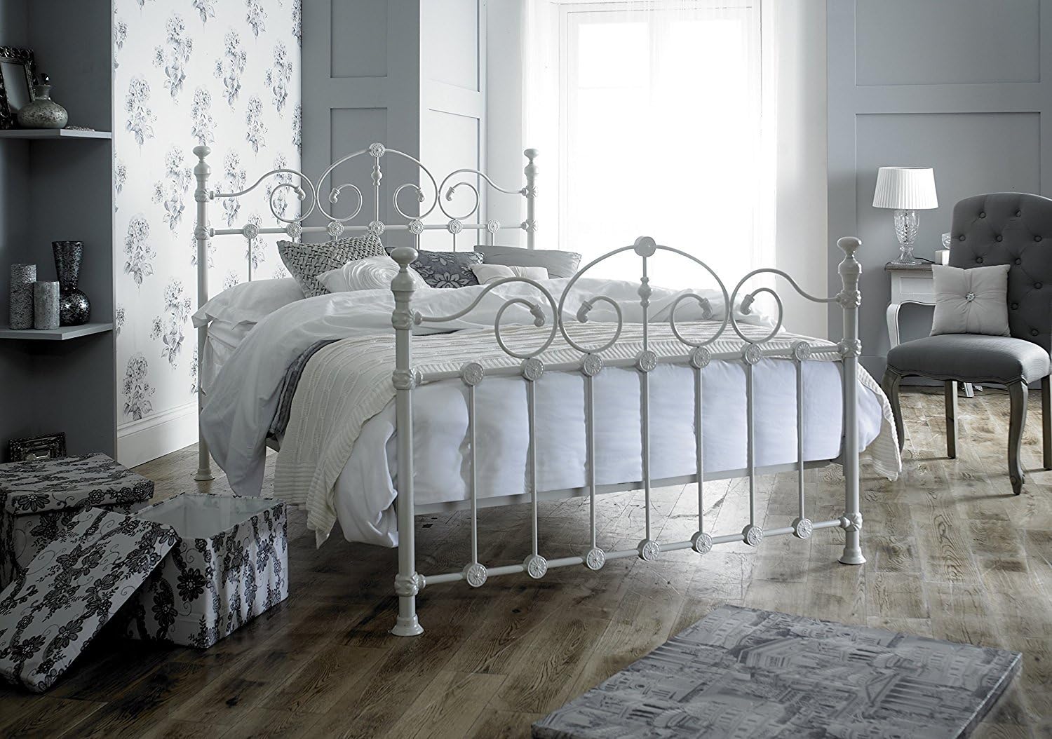 Victorian Style 5ft Cream Metal Bed Frame with a Super Ortho tempered orthopaedic sprung mattress