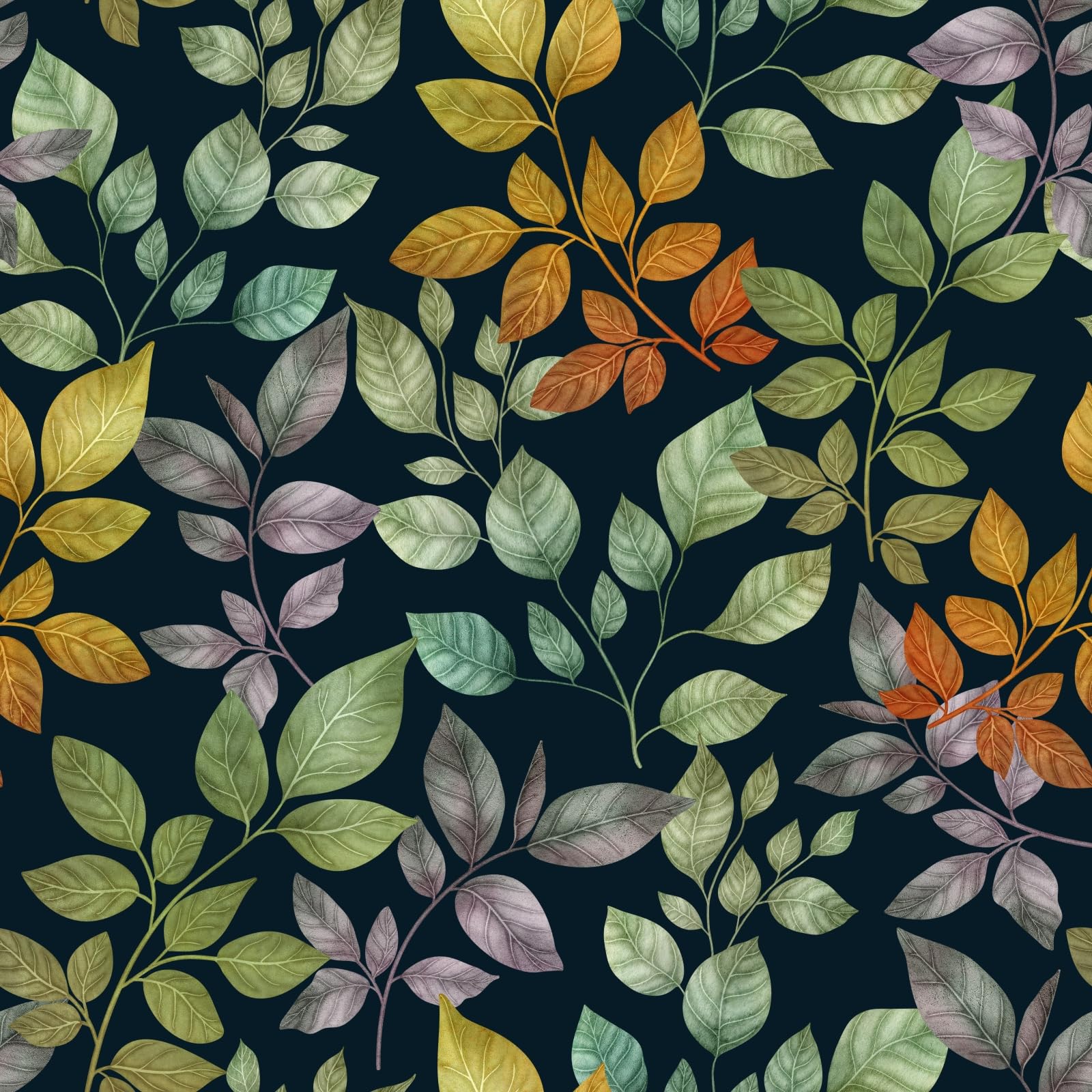 SOEWIOU Colored Leaf Wallpaper,300 * 44.5cm Colorful Beige/Orange/Blue/Red Removable Contact Paper for Nursery Home Decorations