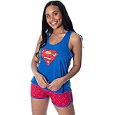 DC Comics Women's Superman Classic Logo Racerback Tank and Shorts Loungewear Pajama Set