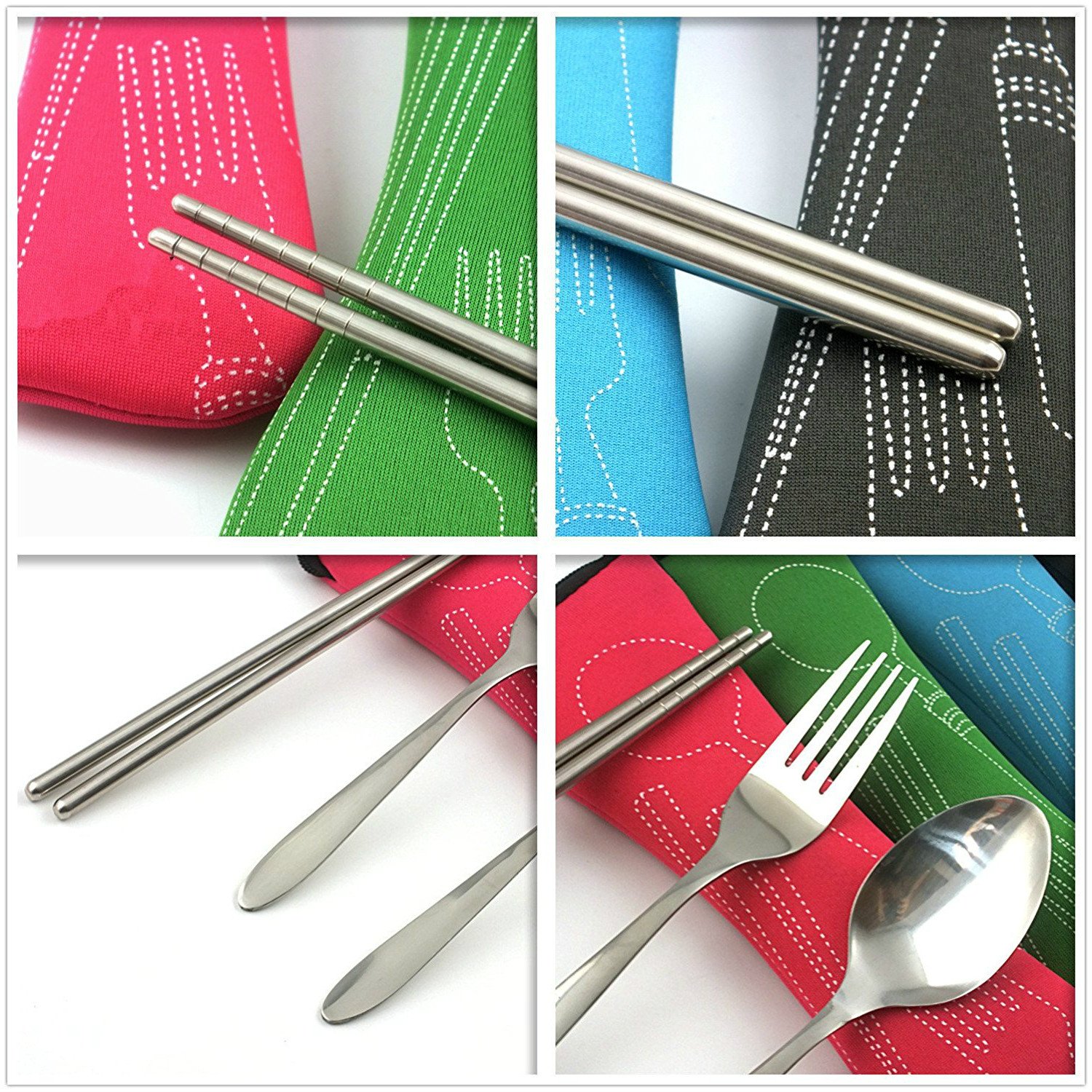 Lightweight Flatware 4 piece (Knife, Fork, Spoon, Chopsticks) Stainless