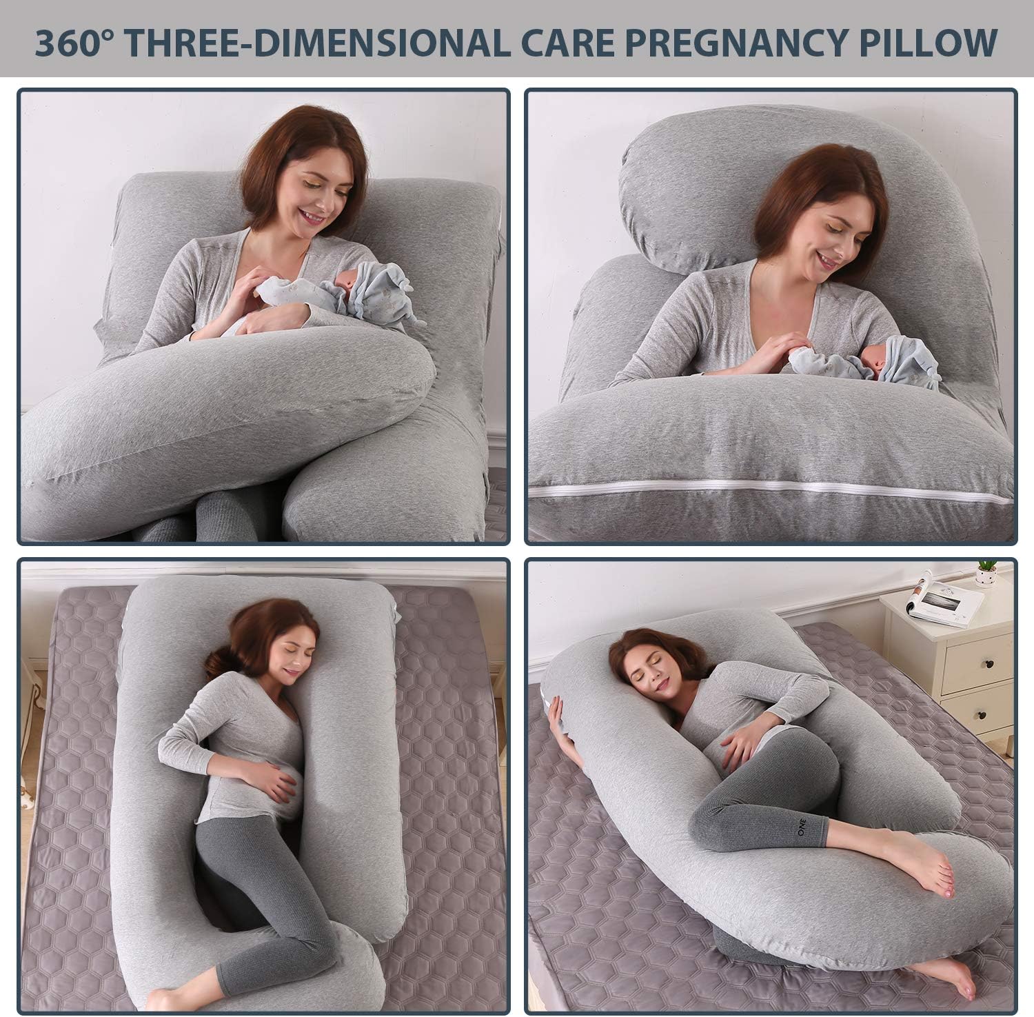 BATTOP Pregnancy Pillow Full Body Maternity Pillow for Pregnant Women with Washable Cover Pregnancy Pillow for Back Belly Hips Legs (Light Grey): Kitchen & Dining