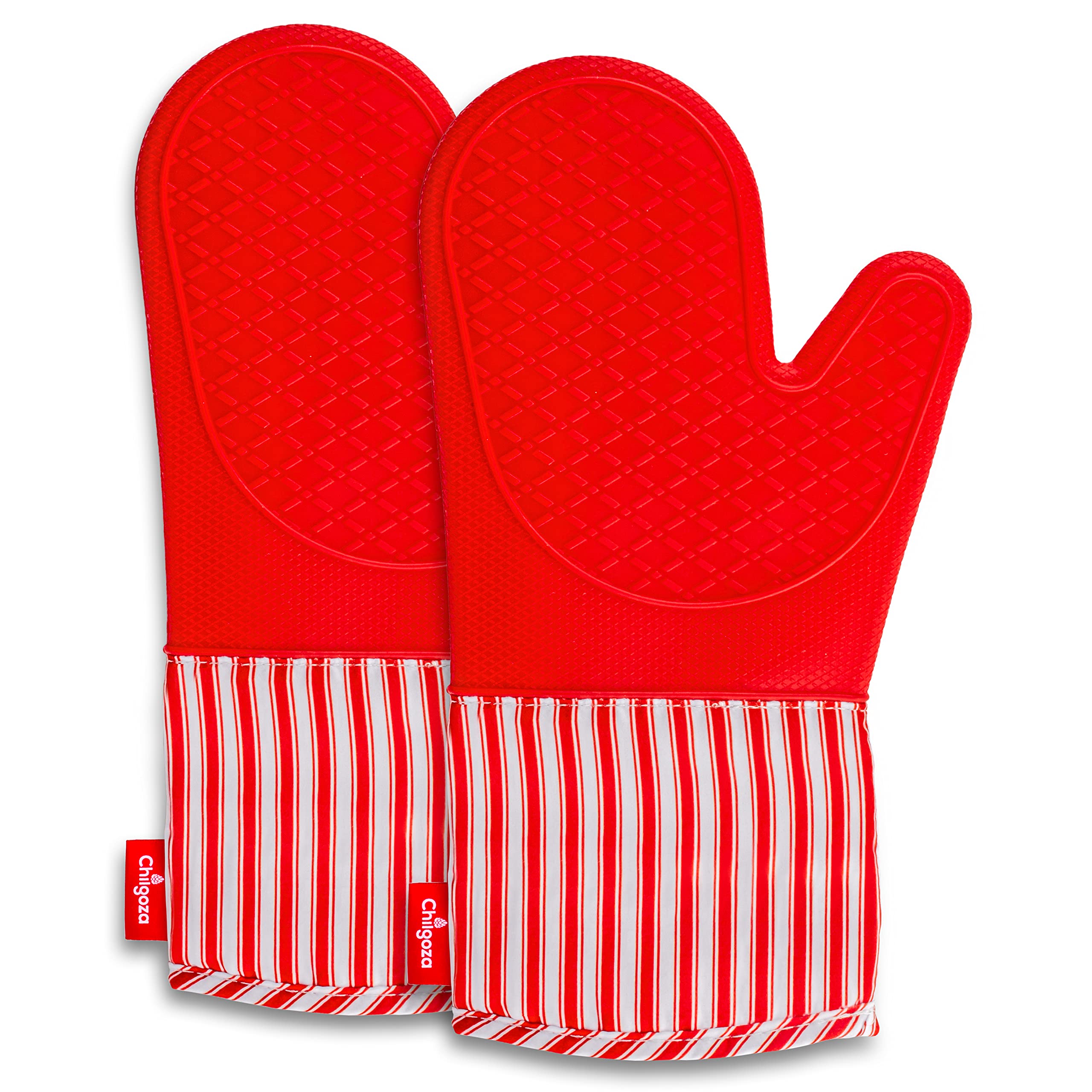 Chilgoza Silicone Oven Gloves Heat Resistant for Cooking BBQ Grilling Microwave Red