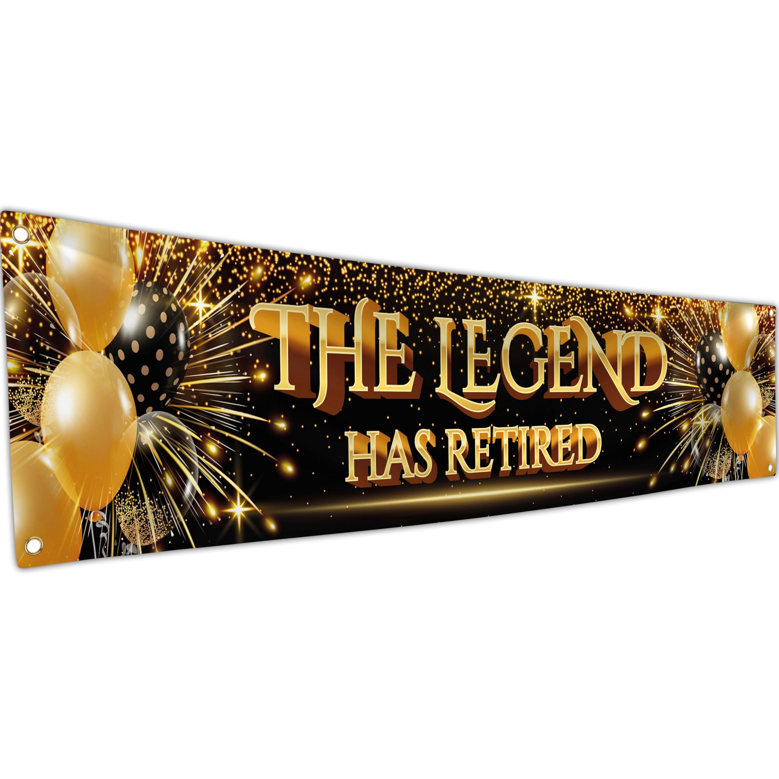 Happy Retirement Banner - Black & Gold Retirement Decorations 180 x 40cm - The Legend has Retired for Men and Women
