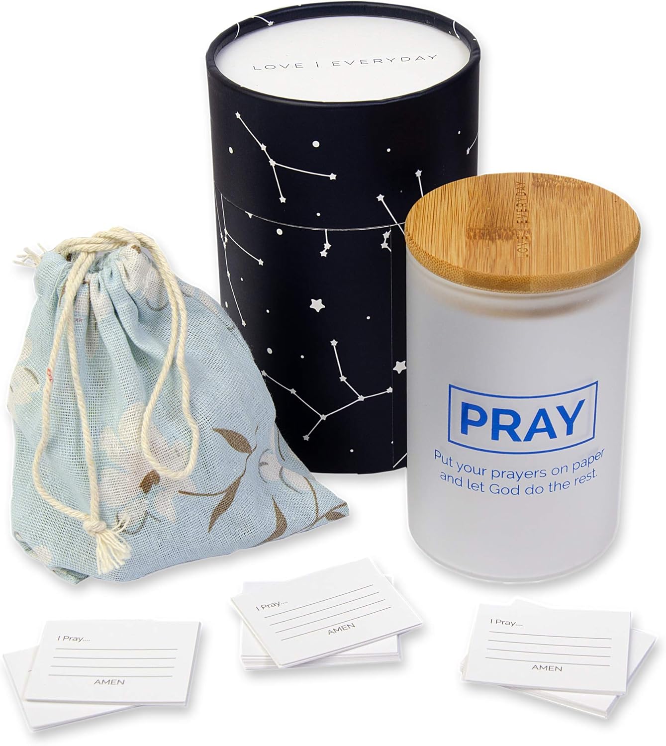 Prayer Box - Christian Gift for Memorial Day & Women, Jar with Thankful Note Cards for Religious Bible Practice, Hope & Faith, Memory Blessings Jar, Scripture Friendship Prayer Board Bowl