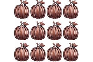 STMK Set of 12 Thanksgiving Day Napkin Rings, Rustic Harvest Pumpkin Napkin Rings Alloy Napkin Holder for Halloween Fall Thanksgiving Day Table Decorations