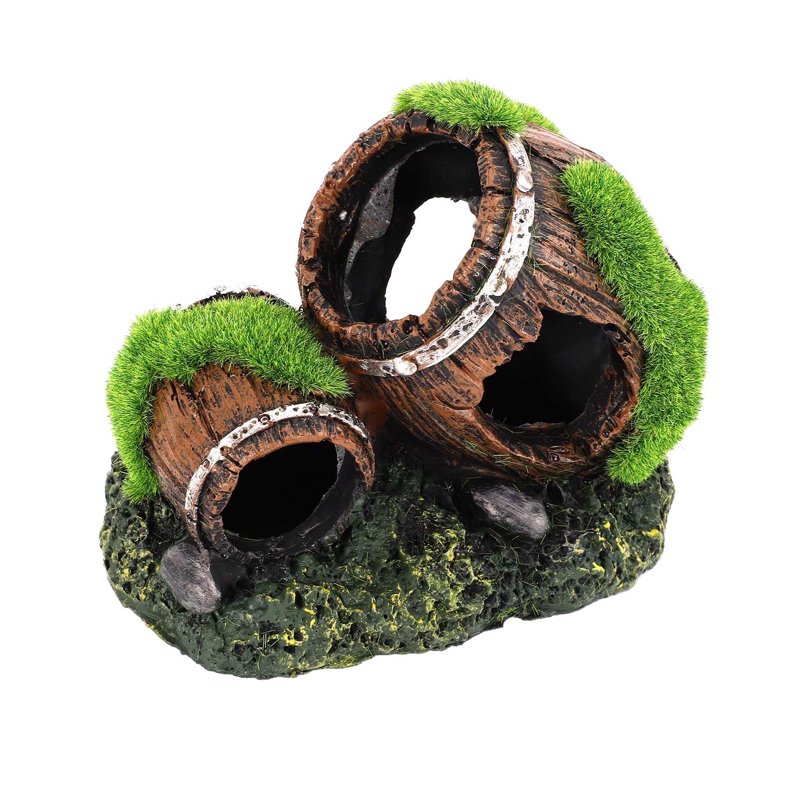 NQEUEPN Fish Tank Broken Barrel Decoration, Dual-Barrel Resin Fish Tank Accessories Aquarium Decor Aquarium Hideout Shelter Hideaway for Betta Fish Tank Landscape for Small Animals to Play Hide Rest