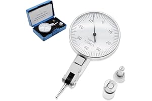 AMTAST 0.0001" Dial Indicator Brass Test Indicator with 7 Jewels Bearings Accuracy 0.00015 Big Face Imperial Dial Indicator for Machinist Engineer Inspection Measurement (Model 201-0068)