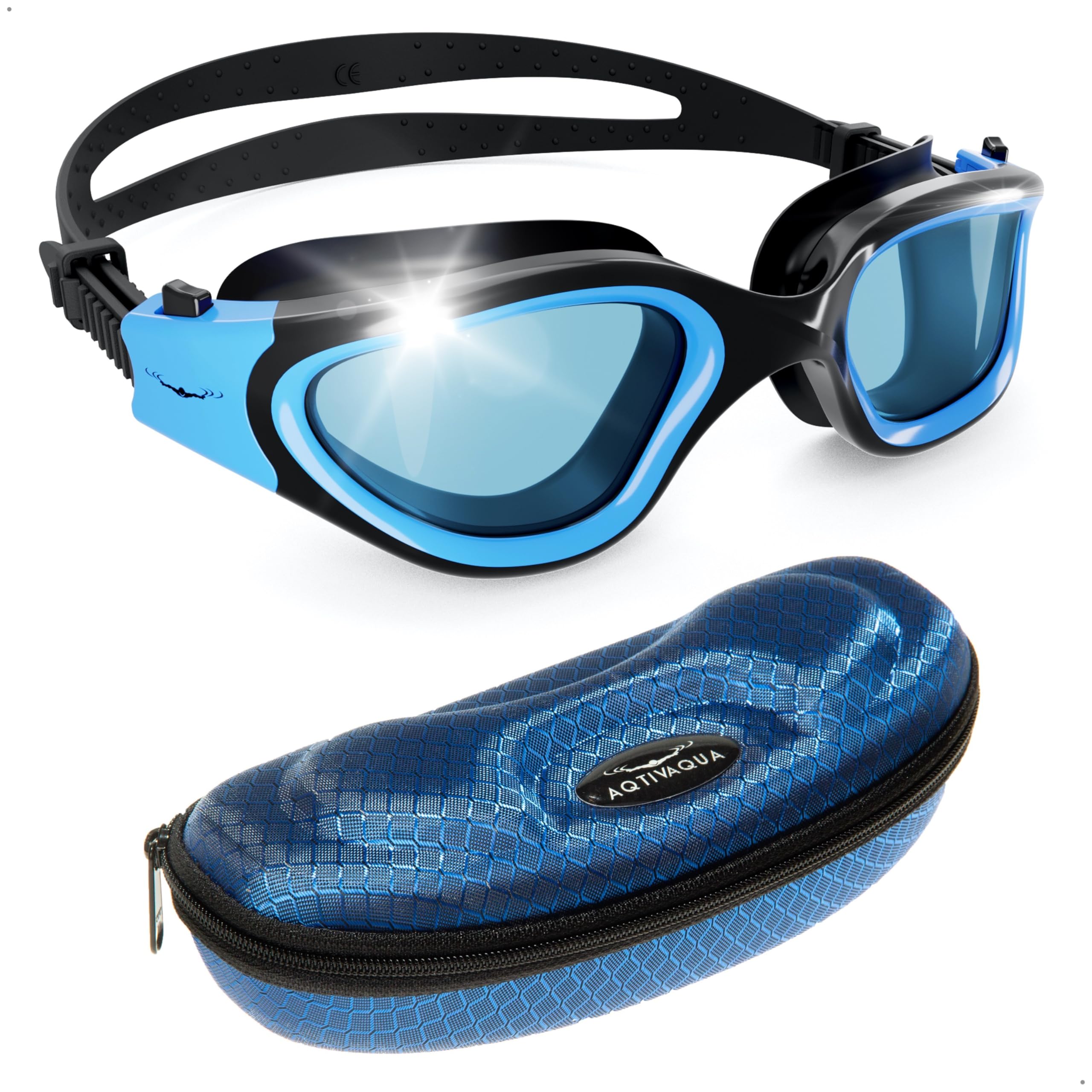 AqtivAqua Swimming Goggles Adult and Kids Goggles Kids 6-14 Men Women Swim Children Boys Girls DX-S (Blue, Shade)