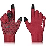 Achiou Winter Gloves for Men Women, Touch Screen Texting Warm Gloves with Thermal Soft Knit Lining,Elastic Cuff 6 Size Choice