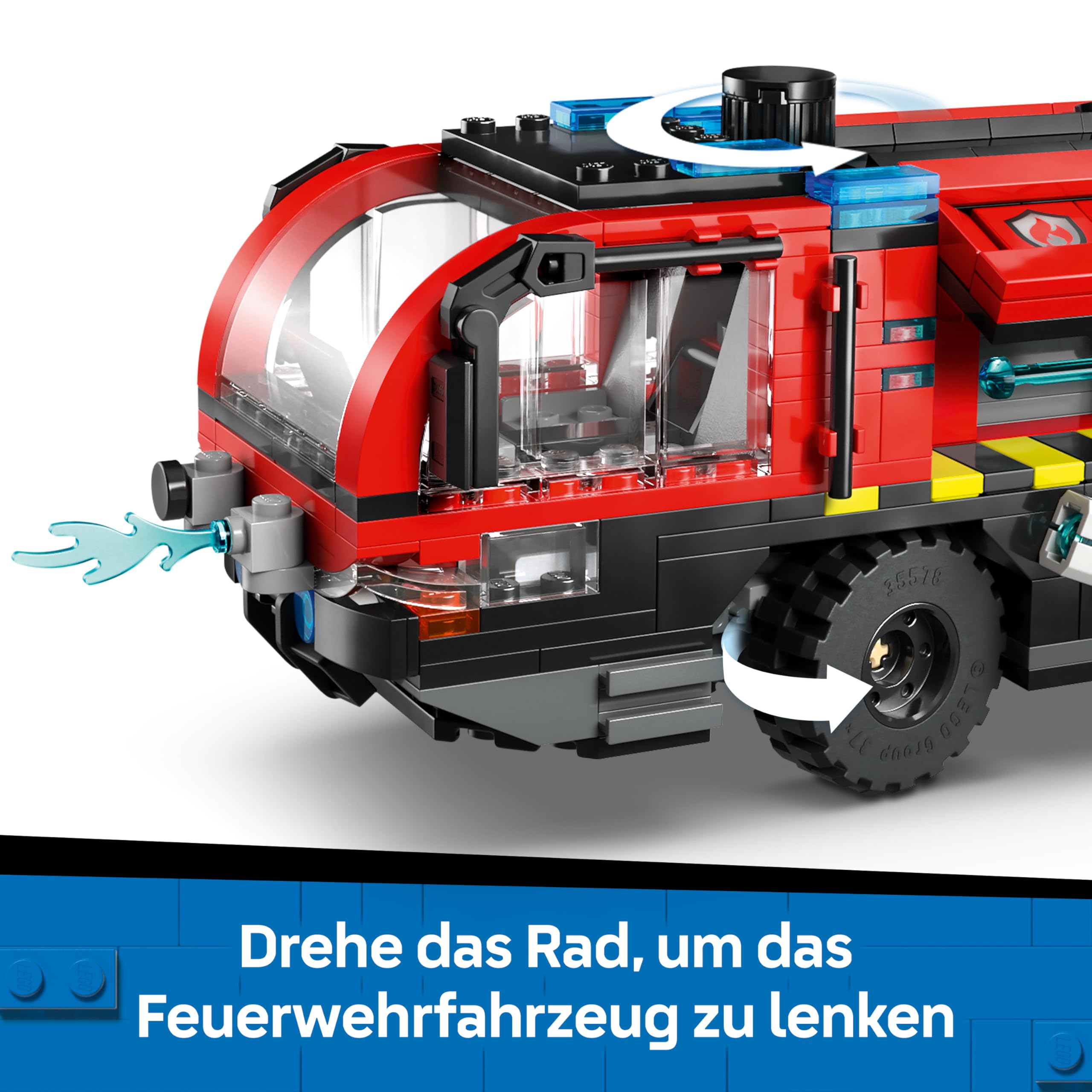 LEGO City Flughafenlöschfahrzeug - Spielzeug Einsatzfahrzeug - Modellbau mit 4 Feuerwehr Minifiguren - Geburtstagsgeschenk für Jungen ab 7 Jahren und Technikfans - 60499 4