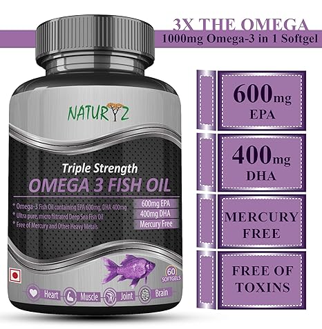 Naturyz Fish Oil 1400Mg (Triple Strength) With 1000Mg Omega 3 (600Mg Epa, 400Mg Dha) - 60 Softgels