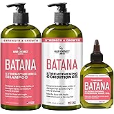 Hair Chemist Batana Strengthening Large Shampoo, Conditioner and Hair Oil Set (3-PC SET) - Batana Shampoo and Conditioner for Hair Growth, Thickening and Strength, Batana Hair Oil