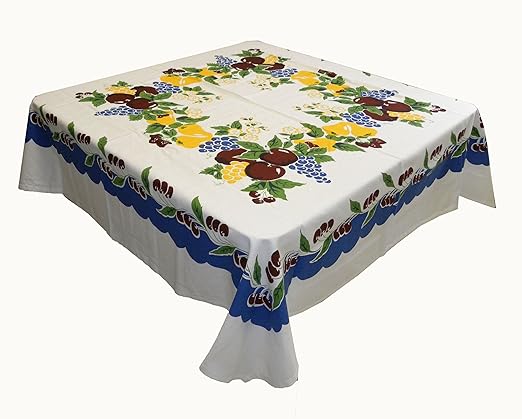 Amazon Com Vintage Cherries Tablecloth Cotton With Blue Border