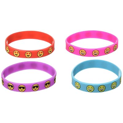 Yen Jean 36 PCS Cute Emoji Smiley Face Emoticon Rubber Wristbands Bracelets Birthday Party Favors