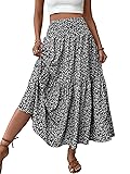 TuoGo Skirts for Women Casual Boho Elastic High