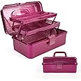 Glitter Pink Three-Layer Multipurpose Art&Craft Tool Storage Box,Carry Tackle Box Sewing Box Organizer,Medicine box,Cosmetic box,art supply box