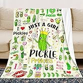 WENNGNGT Cute Pickle Blanket Gifts for Girls Kids, Unique Fun Throw Blanket Gift for Pickles Lovers, Funny Cozy Warm Comfy Flannel Throws Blankets for Couch Sofa Bedroom Living Room 50"x40"