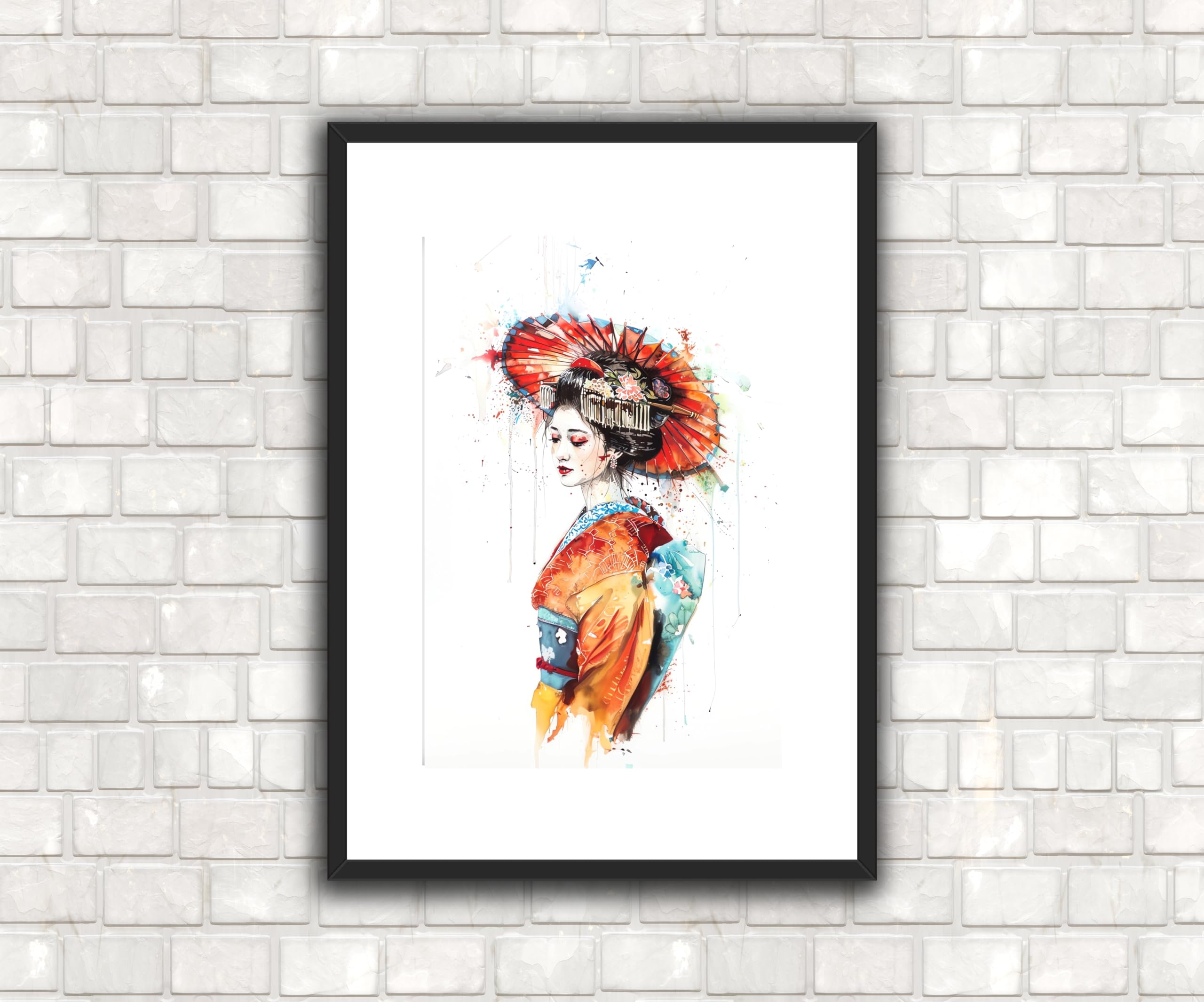 Japanese Geisha Girl picture 4 - beautiful vivid fine art print, wall art - A4 PRINT ONLY 29.7 x 21 cms