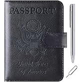 Passport Holder Cover Wallet Travel Essentials Leather Rfid Blocking Case Vacation Luggage Must Haves Travel Accessories for Men Women (120#Black)