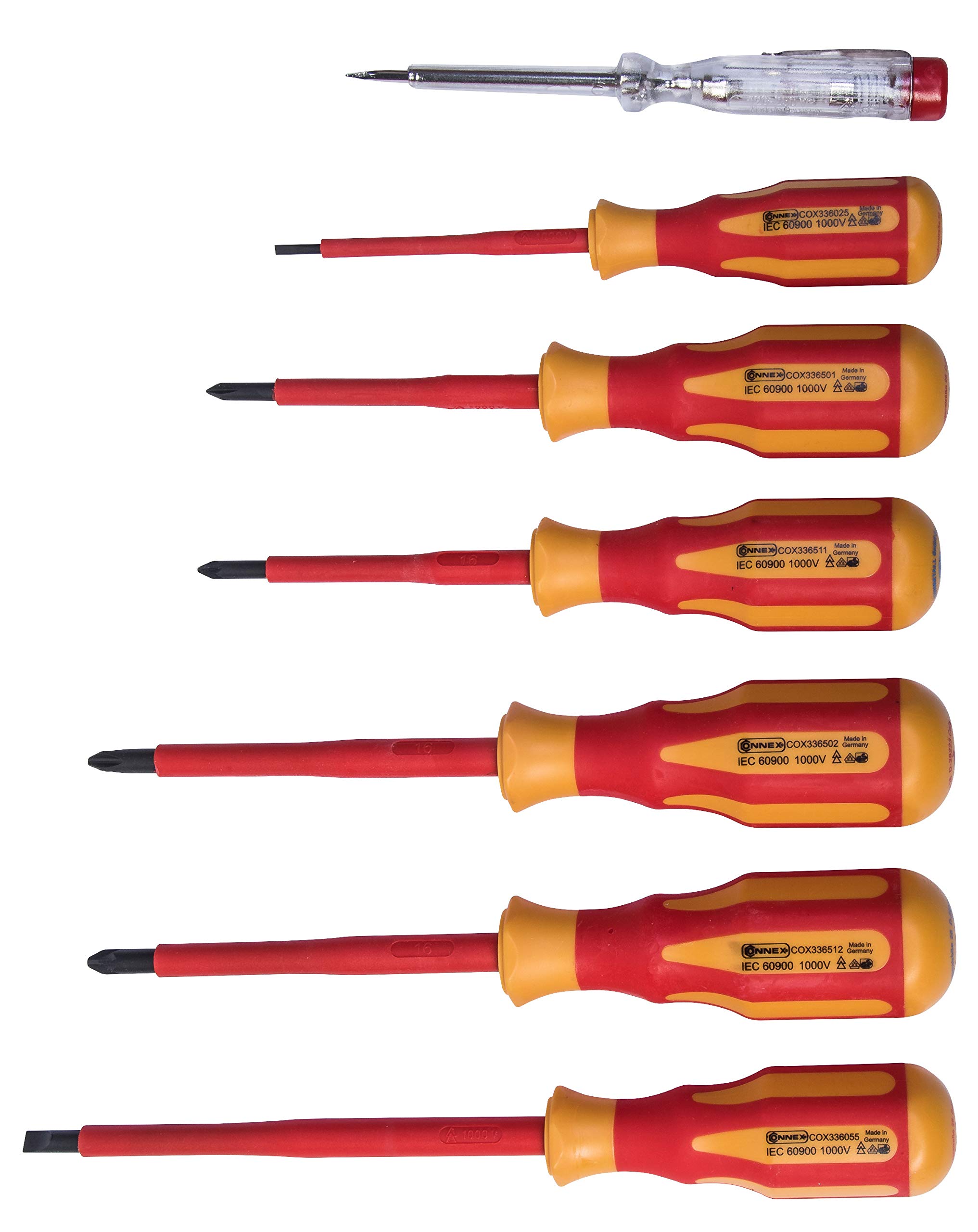 Connex COX336207 "Vde" Electrician's Screwdriver Set with 2C-Handles, Multi-Colour, Set of 7 Piece