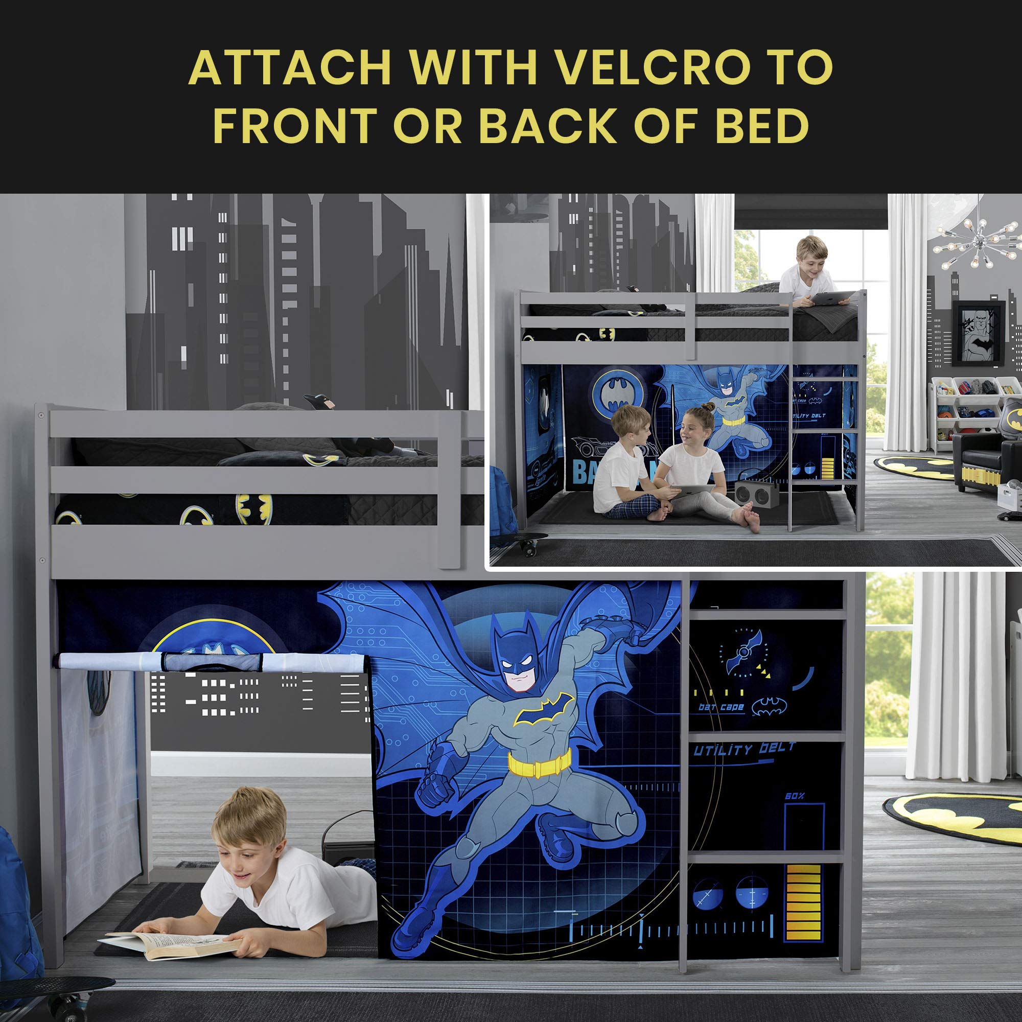 Batman Loft Bed Tent - Curtain Set for Low Twin Loft Bed (Bed Sold Separately) by Delta Children