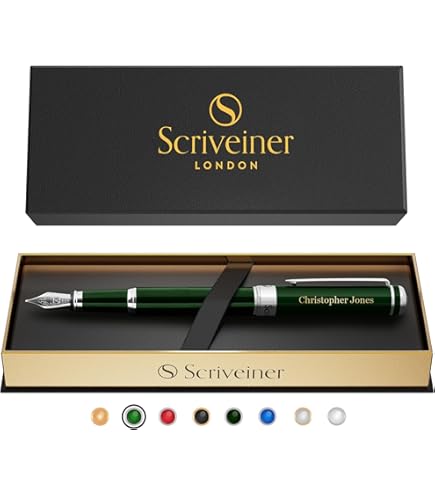 ANCOLOFIS Personalised Luxury Fountain Pens With 8 Black Ink Refill 4 Pens Gift Boxed Perfect Set For Men Women Friends Coworker Business Office