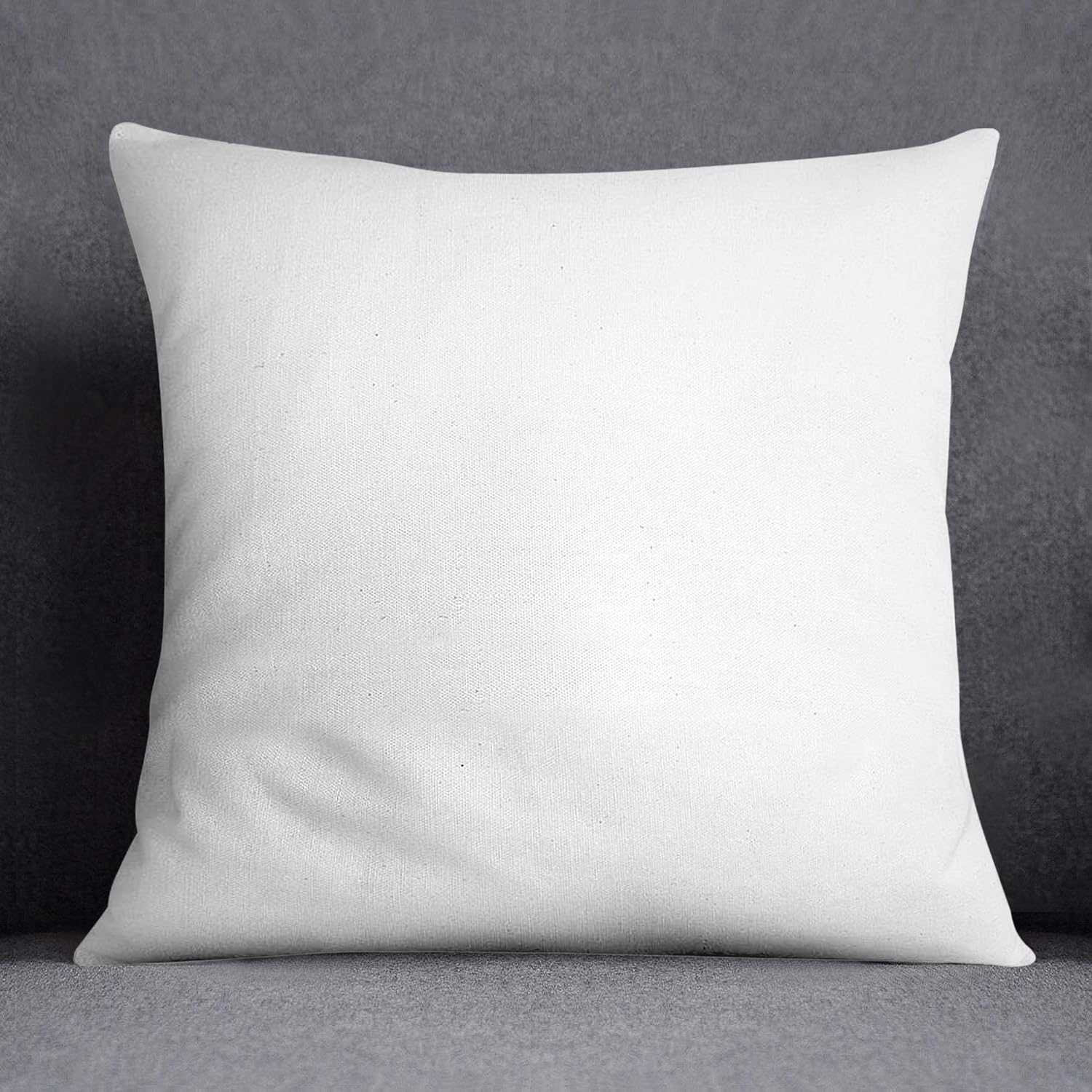 Encasa Homes Throw Pillow Cover 2pc Set - White - 20 x 20 inch Solid Dyed Cotton Canvas Square Accent Decorative Cushion Case for Couch Sofa Chair Bed & Home: Home & Kitchen