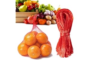 Sukh 90pcs Mesh Produce Bags – 24 Inch Mesh Vegetable Bags Onion Storage Bags Net Produce, red, Red02