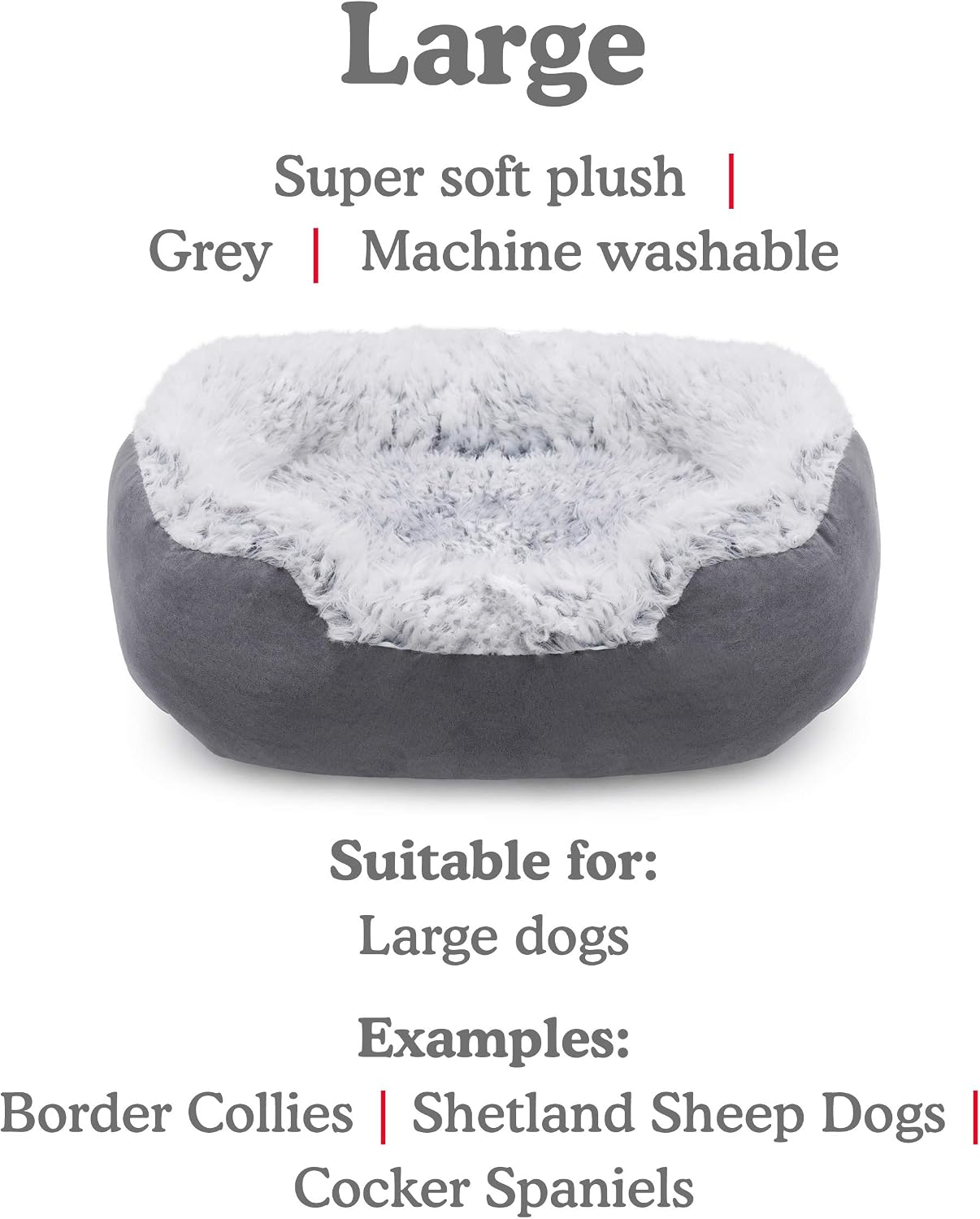 Rosewood Grey Lion Oval Dog Bed, Large, 80x65cm, 67 x 75 x 20 cm (L x W x H) - Image 5