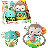 Bright Starts Giggle &amp; Rattle Gift Set - Musical &amp; Sensory Baby Toys 2-Pack, Elephant &amp; Monkey, Unisex, Newborn+