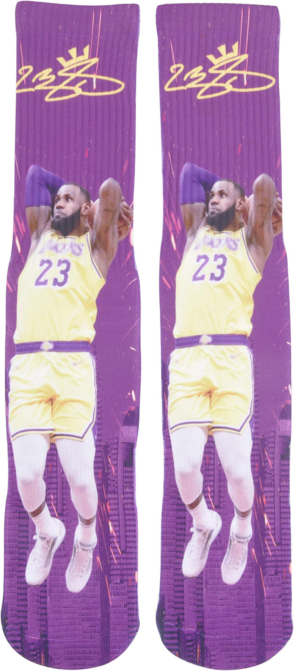Forever Fanatics Lebron James #23 Basketball Crew Socks ✓ Lebron James Autographed ✓ One Size Fits 6-13 ✓ Ultimate Basketball Fan Gift