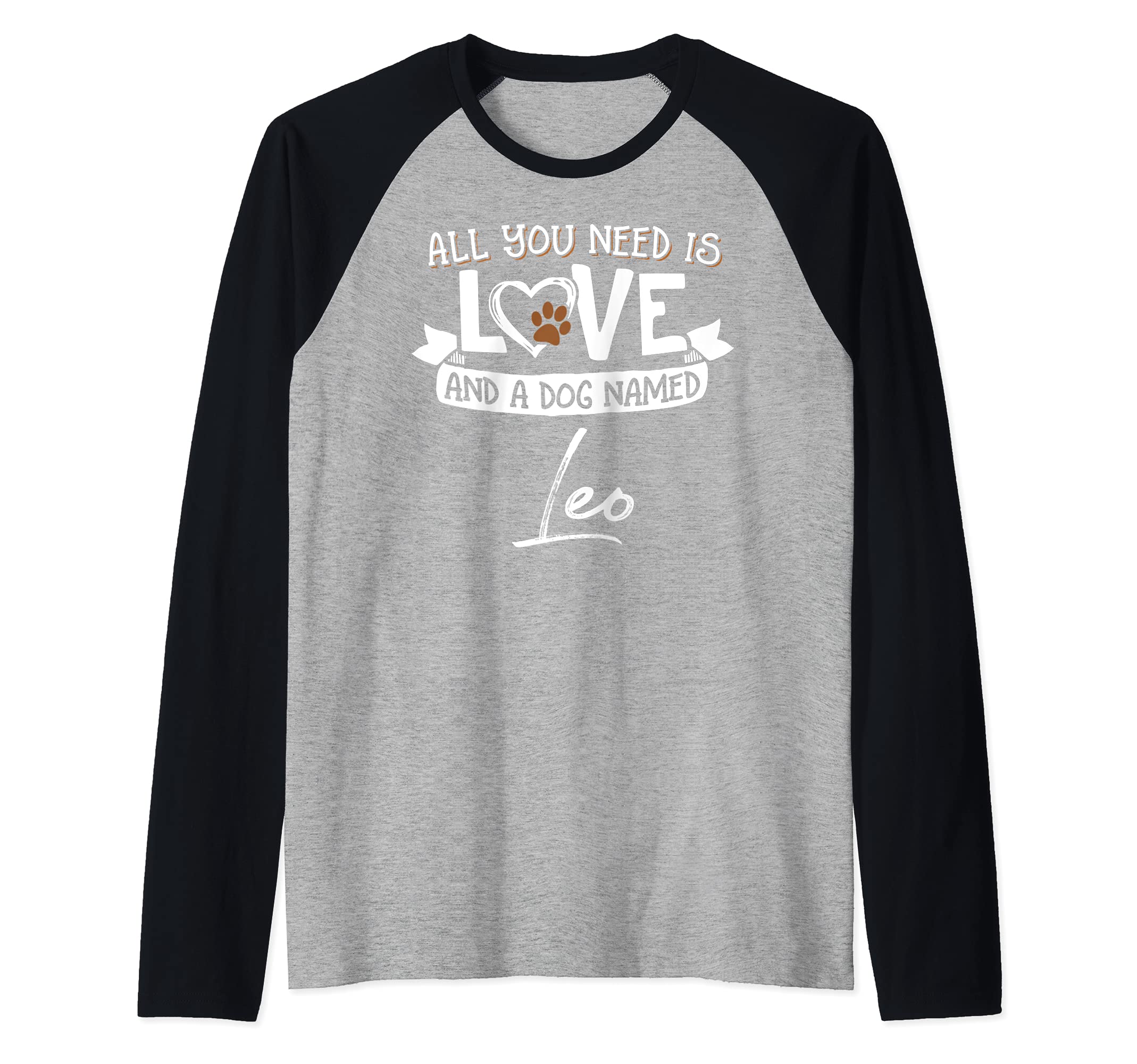 Cute Dog Named Leo Design for Women and Men Raglan Baseball Tee