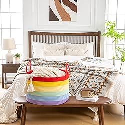 KAKAMAY Large Blanket Basket (20"x13"),Woven