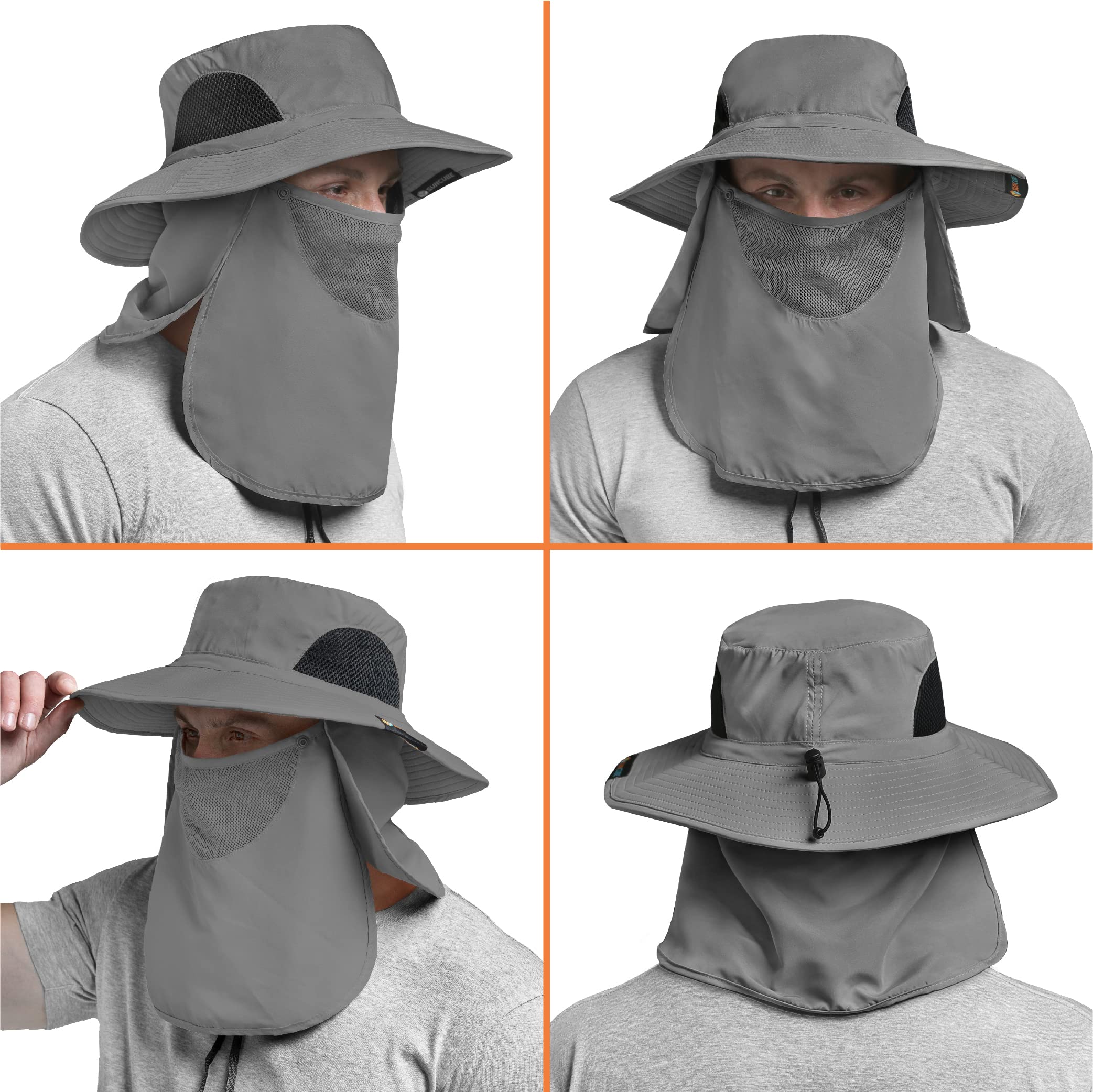 Guide Hat Fishing Hat for Men Outdoor UV Sun Protection Wide Brim Sun Hat with ...