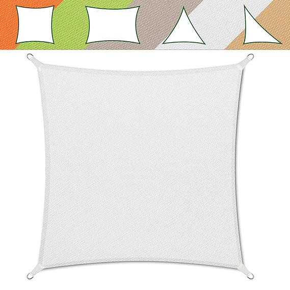 casa pura® Sonnensegel wasserabweisend imprägniert | Testnote 1.4 | quadratisch, 3x3m | UV Schutz | viele Farben (weiß)