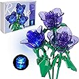 KIYOJIN Rose Flower Bouquet Building Set with Lights,Artificial Plant Cute Botanical Collection Compatible Gift for Adult Her/Mom/Women/Sister/Girl,Creative Project Home Decor(52033 Blue 126pcs)