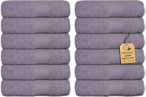 Softolle Premium Wash Cloths - 100% Combed Ring Spun Cotton WashCloth - Pack of 12 Luxury Washcloths – Ultra Soft Face Towels - Highly Absorbent Wash Cloth for Face- 13" x 13" Inches (Purple Ash)