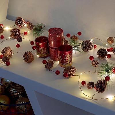 GloBrite 2M Christmas Garland with 20 LED Lights – Battery Powered