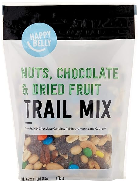 AMAZON BRAND – HAPPY BELLY NUTS, CHOCOLATE & DRIED FRUIT, TRAIL MIX, 1 POUND (PACK OF 1)